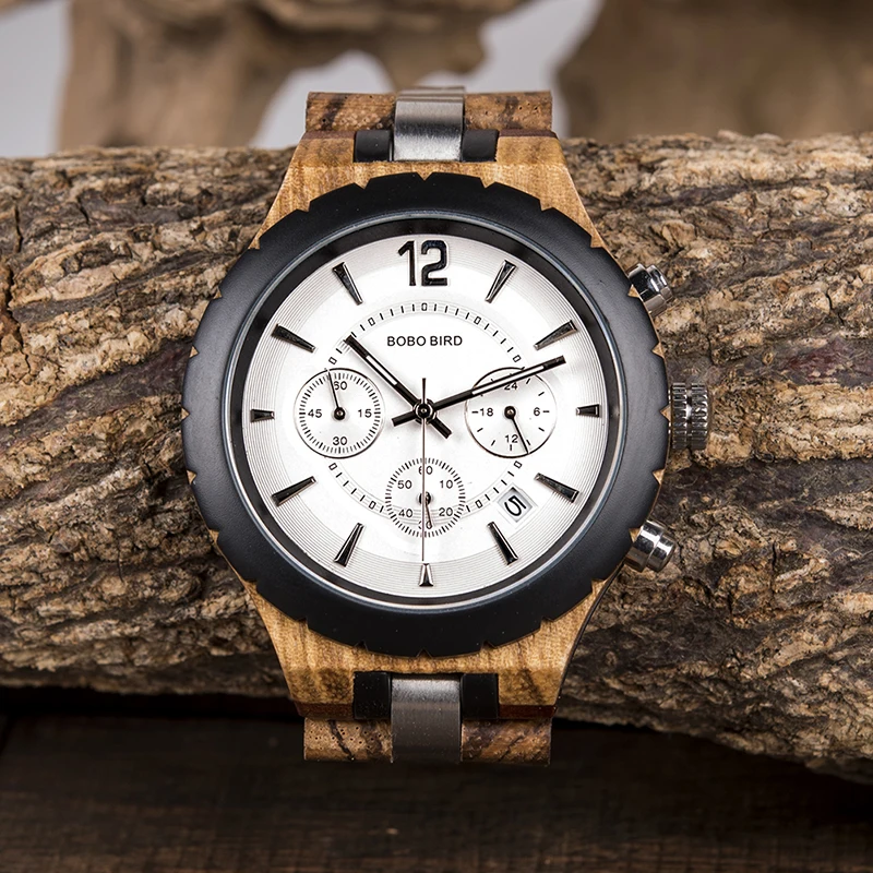 BOBO BIRD часы-браслет из Для мужчин часы деревянные роскошные стильные кварцевые часы с хронографом армейские кварцевые большое Для мужчин, подарок relogio masculino W-R22