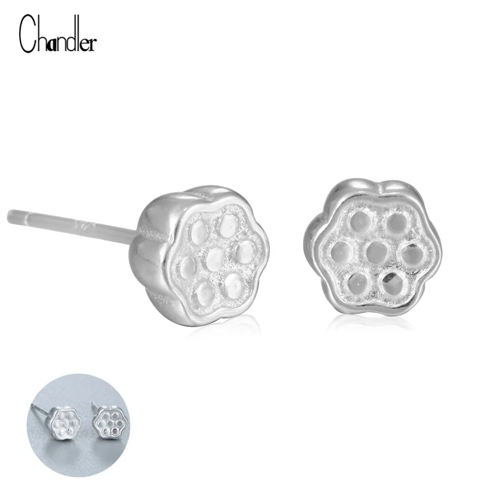 925 Sterling Silver Lotus Seedpod Shower Zen Yoga Post Stud Earrings explosion models Girl earrings Ms. small fresh high quality