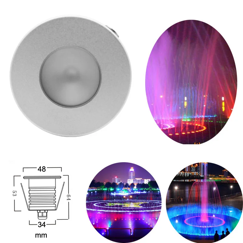 Impermeable 3 W RGB Acero inoxidable luz subacuática para la piscina estanque fuente acuario piscina agua iluminación 12 V IP68 Impermeable 3 W RGB Acero inoxidable luz subacuática para la piscina estanque fuente acuario piscina agua iluminación 12 V IP68