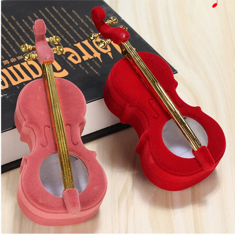 Velvet Violin Jewelry Gift Box – Elegant Musical Instrument Shaped Organizer for Rings,... - SKU VVJB0908 - UGI Packaging