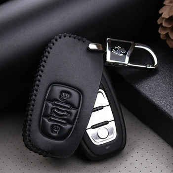 

Leather Car Key Cover Case For Audi A3 A4 A4L A5 A6 A6L A7 A8 Q5 S5 S7 B6 B7 B8 C5 C6 Q7 Car Styling Keychain Ring Accessories