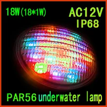 Подводный светодиодный светильник для бассейна 18 Вт(18*1 Вт) один Цвет светодиодный плавучая лампа Светильник Спот Вход Напряжение AC12V PAR56 Светодиодная лампа для бассейна IP68
