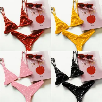 

Bikini Women New Female Two Piece Swimwear Red Heart Sweet Swimwear