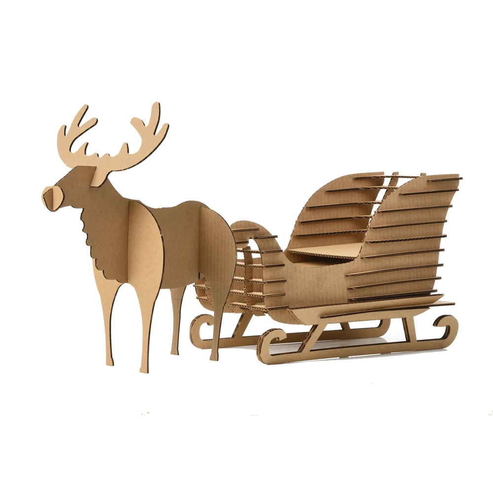 Linda Navidad Deer trineo modelo DIY niños Juguetes 3D rompecabezas