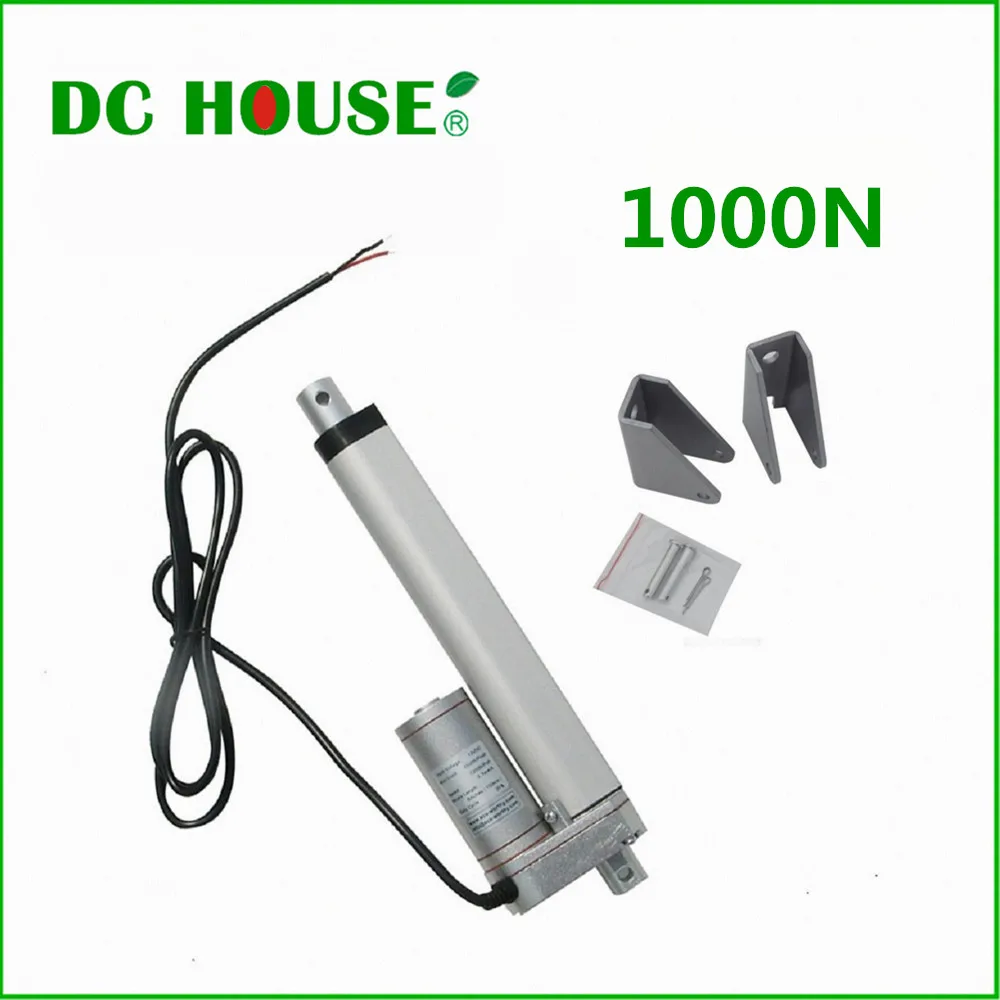 

DC HOUSE 150mm 6 inches Stroke 12V DC 100KG Load 14mm/sec Speed Mini Electric Linear Actuator with 1 Steel Mounting Brackets