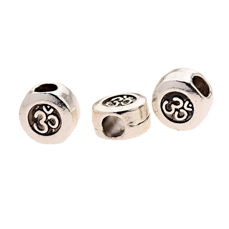 

10Pcs Classic Flower Buddha Silver Metal Alloy Charms Beads For DIY Bracelet Necklace Jewelry Making Heart Shape Prayer Beads