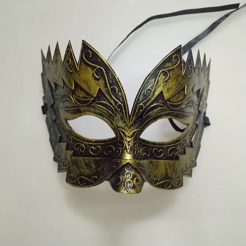 halloween dance party Antique bronze mask carved antique masks men serrated half face men masquerade party mask (2)