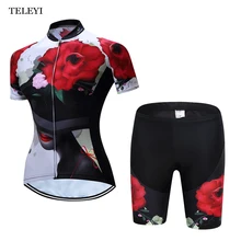 TELEYI открытый Ropa Ciclismo Женская велосипедная футболка с коротким рукавом Одежда велосипедная спортивная одежда Джерси нагрудник шорты комплект