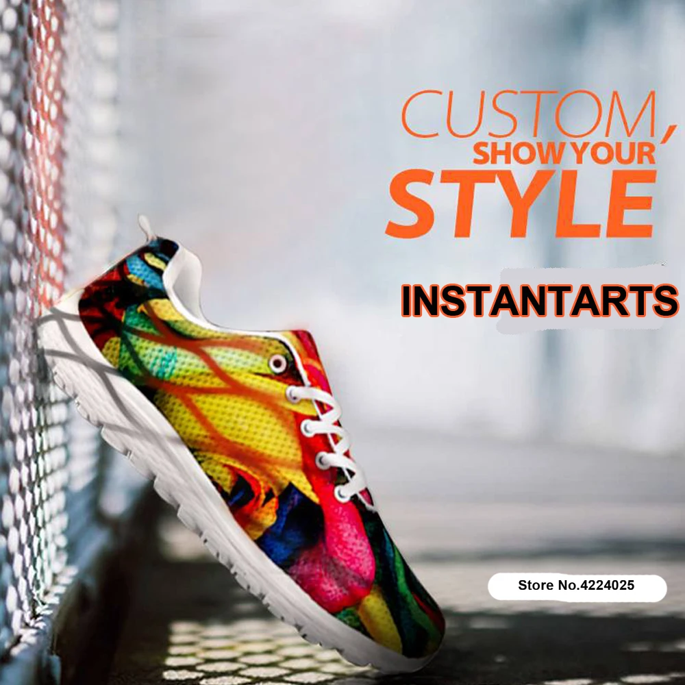 INSTANTARTS 3D Jamaican Map Printing Woman Man Running Shoes Breathable Lightweight Outdoor Gym Shoes Jamaica Pattern Sneakers