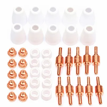 

Free shipping 40PCS LG-40 PT-31 Plasma Cutting Cutter Torch welding Consumables Nozzle TIPS shield cup gas rings