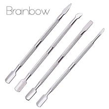 Brainbow 4pcs/Lot Stainless Steel Cuticle Remover Double Sided Finger Dead Skin Push Nail Cuticle Pusher Manicure Nail Care Tool