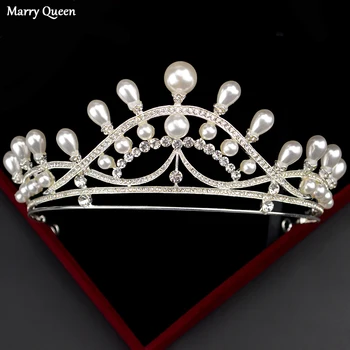 

Fashion Ivory White Pearl Rhinestone Bridal Crown Baroque Bridal Wedding Hair Accessories Women's Birthday Party Accessories