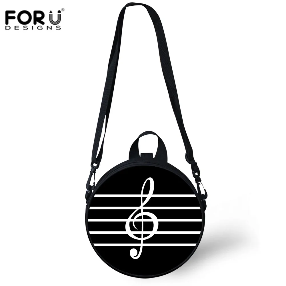 

FORUDESIGNS Round Bag Women Crossbody Coin Purse Music Notes Printing Messenger Bags Girls Boys Circle Handbags Travel Tote 2018