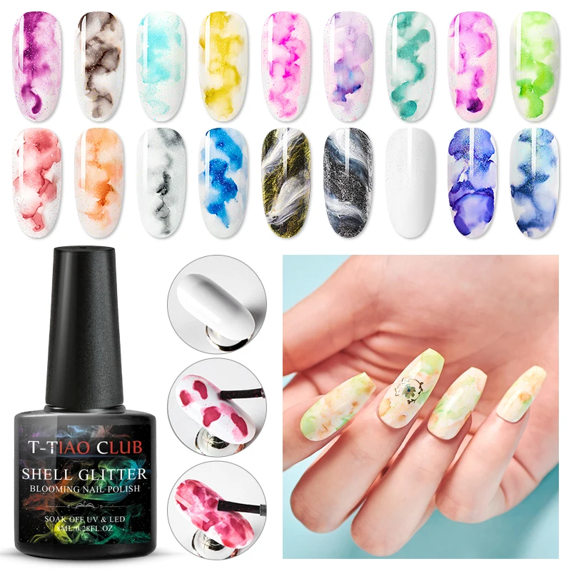 

T-TIAO CLUB 8ml Watercolor Ink Nail Polish Blooming UV Gel Smoke Effect Marble Smudge Gradient Manicure DIY Nail Gel Lacquer