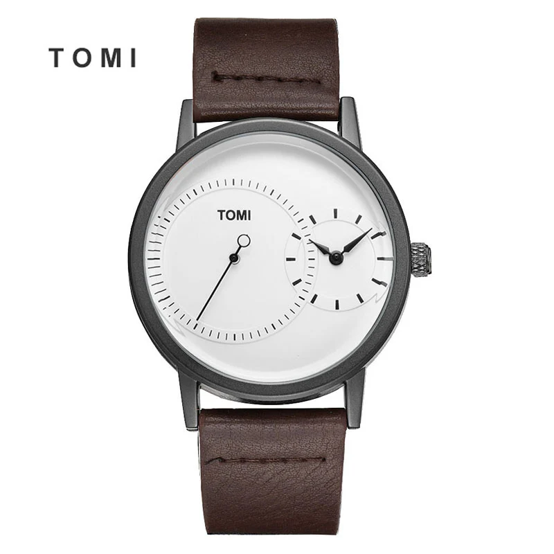 

Tomi 2018 Black and White Men Watch Minimalist Luxur Watches Fashion Quartz Watch Boy Creative Double dial Neutral Wristwatch 20