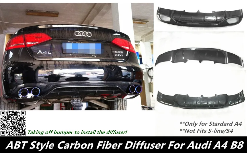 2008-2011 A4 DIFFUSER-ABT Стиль углеродного волокна задний диффузор для Audi A4 B8/не подходит чехлы из термопластичного полиуретана