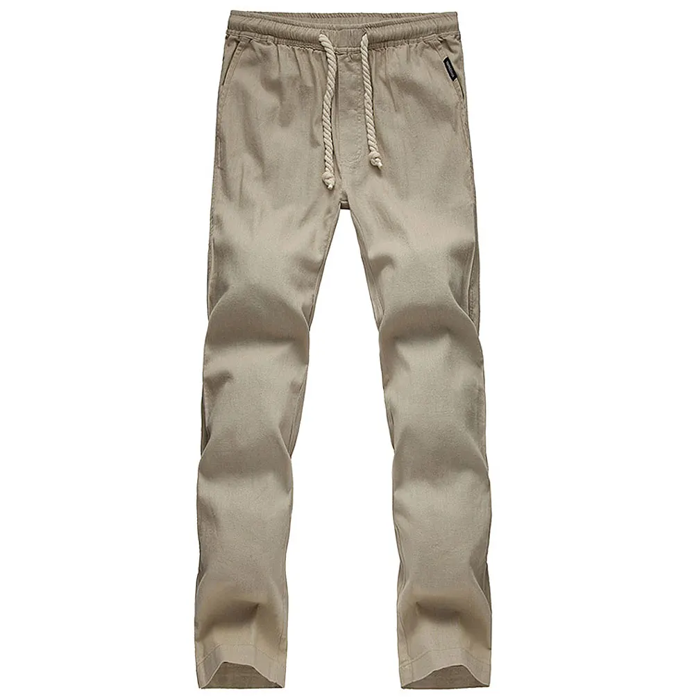 Wide Leg Pants Mens Leisure Linen Pants Male Linen Trousers Paragraph Summer Breathable Fresh Loose Man's Causal Straight Pants
