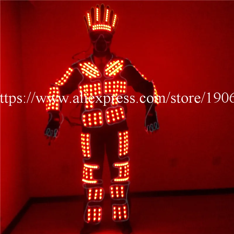 Compare EL wire light clothing colorful led luminous robot RGB bright clothes stage performance dance wear party dress clothes