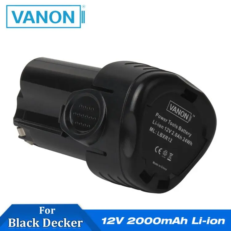 

VANON For Black Decker 12V 2000mAh Li-ion Rechargeable Power Tools Battery LBXR12 2.0Ah LBX12 LDX112 BL1110 BL1310 BL1510