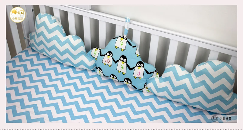 Children Crib Bed Bumper Thick Infant Cot Bumper Protect Cotton Baby Clouds Design Bumper for Baby Crib 120cm 105cm 95cm 65 cm