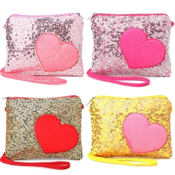 

Mini Shoulder Bag Kids Children Girls Heart Sequin Messenger Handbag Purse Gifts