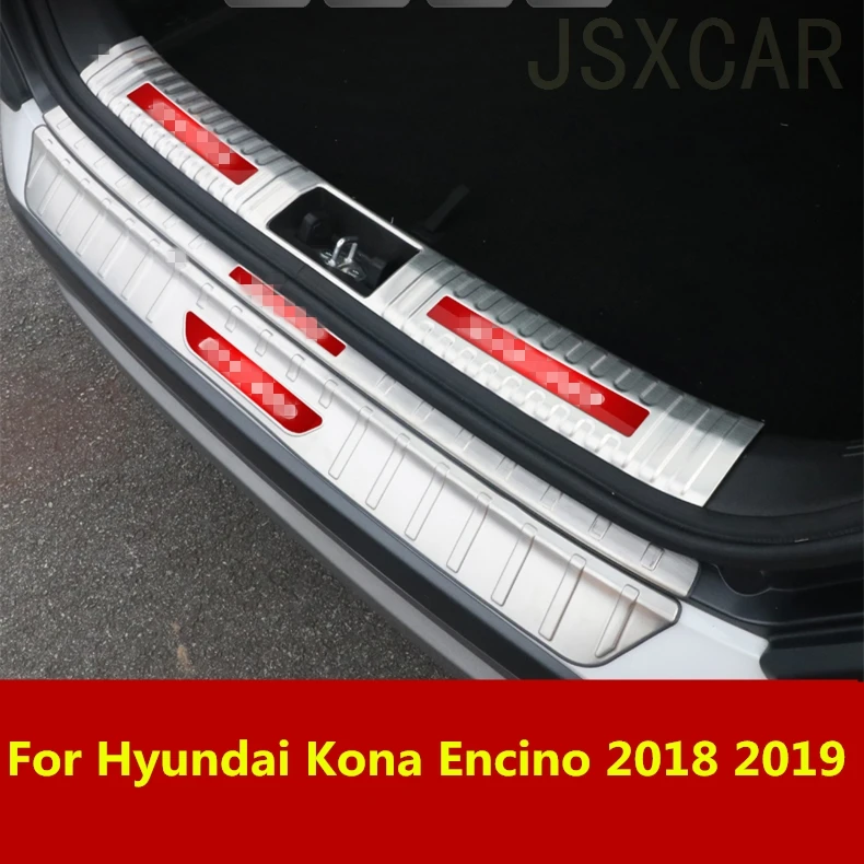 

For Hyundai Kona Encino 2018 2019 car body styling Stainless Steel inner Rear Bumper trim plate frame trunk pedal