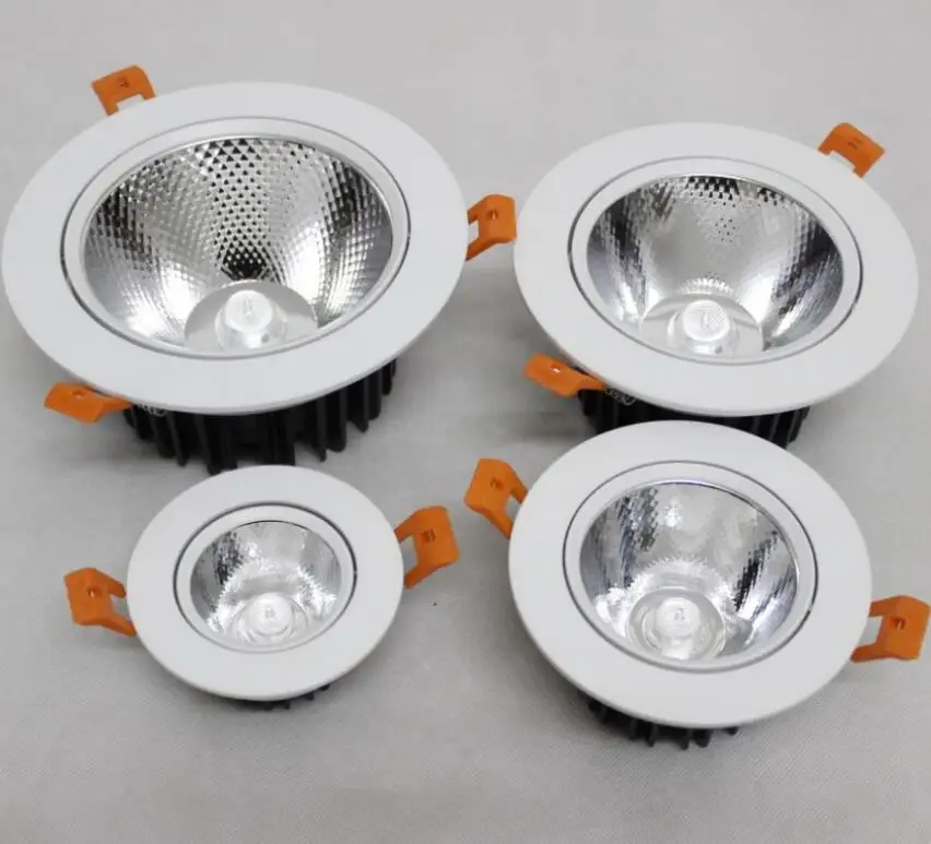 

Free Shipping High power Recessed Dimmable 9W/12W/15W/25W LED Downlight COB LED Down light White Shell+LED Driver