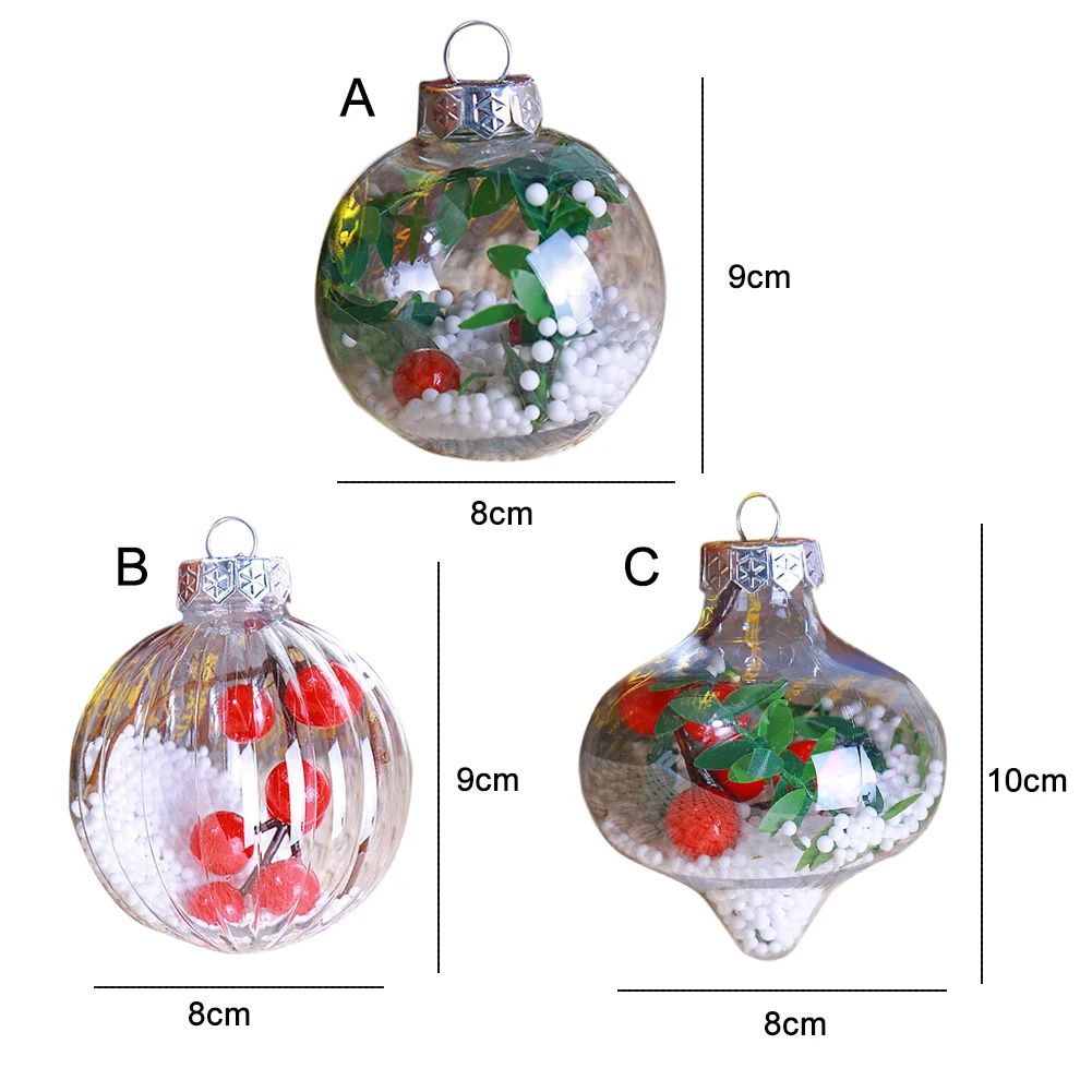 Рождественский шар, прозрачный пластиковый Рождественский шар, домашние вечерние елочные украшения, интерьерное украшение, случайное