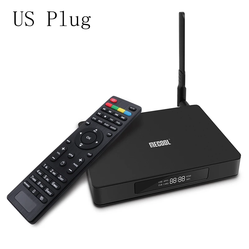 Mecool K6 DVB S2-T2-C Smart tv Box USB 3,0 Поддержка 2,4G 5G wifi 100 Мбит/с 4K VP9 2 Гб ram+ 16 Гб rom медиаплеер - Цвет: US Plug