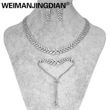 WEIMANJINGDIAN набор из 3 колье браслет и серьги кубический цирконий CZ свадебный ювелирный набор из розового золота или серебра