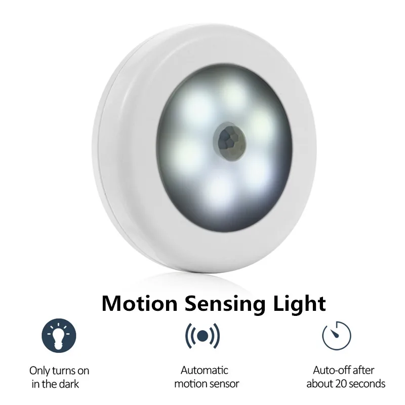 6 LED PIR Body Motion Sensor Activated Wall Light Night Light Induction Lamp Closet Corridor Cabinet led Sensor Light battery 5