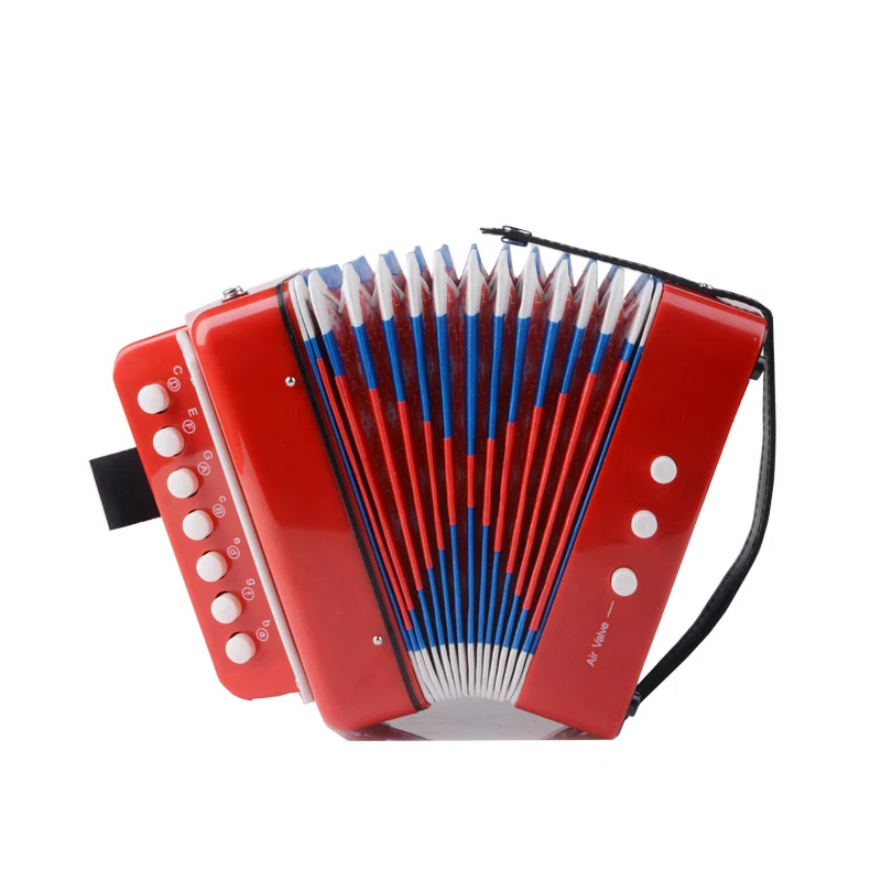 Free shipping!7 Keys 2 Bass Kids Children Accordion Educational toy Accordion 3+ ages Accordion(9 colors optional - Цвет: Red