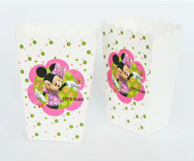 

6pcs/Lot Minnie Mouse Party Kids Birthday Party Supplies Popcorn Box case Gift Box Favor Accessory Birthday Party decoration