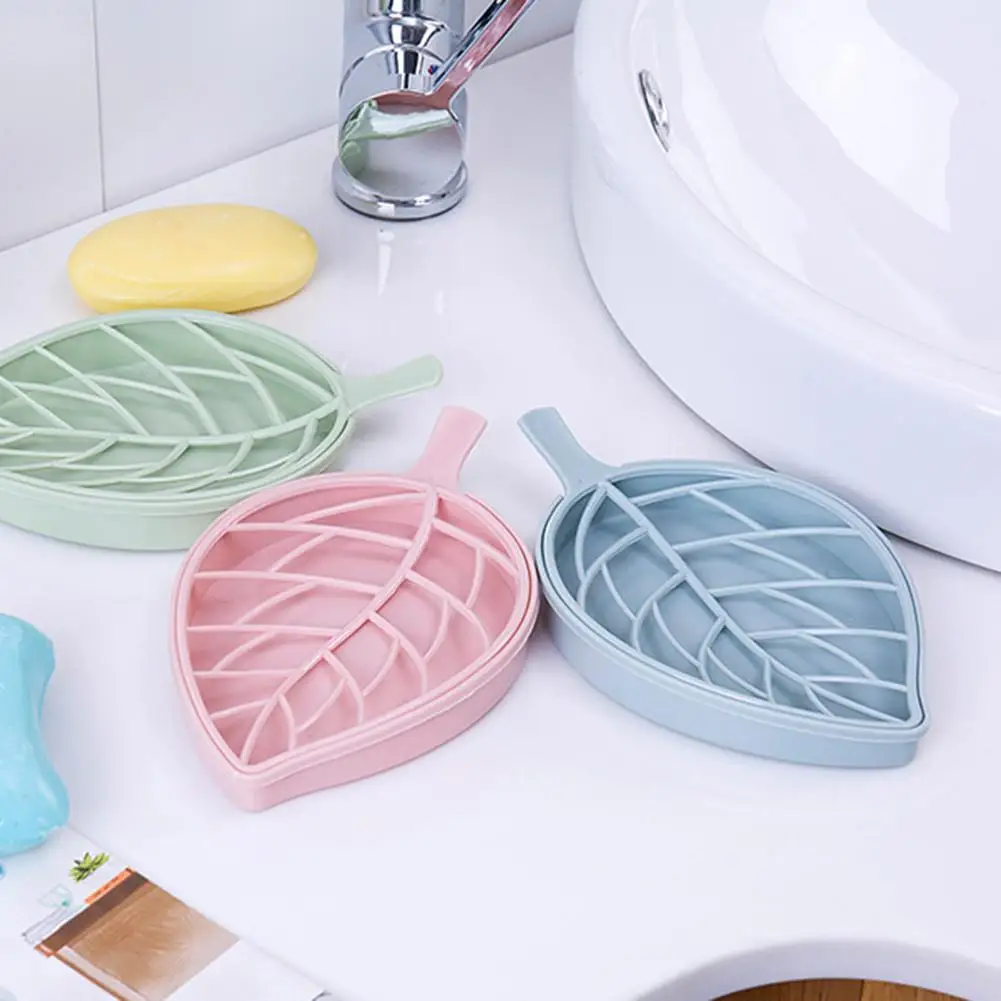 

Innovative Leaf Shape Double-layer Plastic Drain Soap Box Bathroom Supplies Storage Box