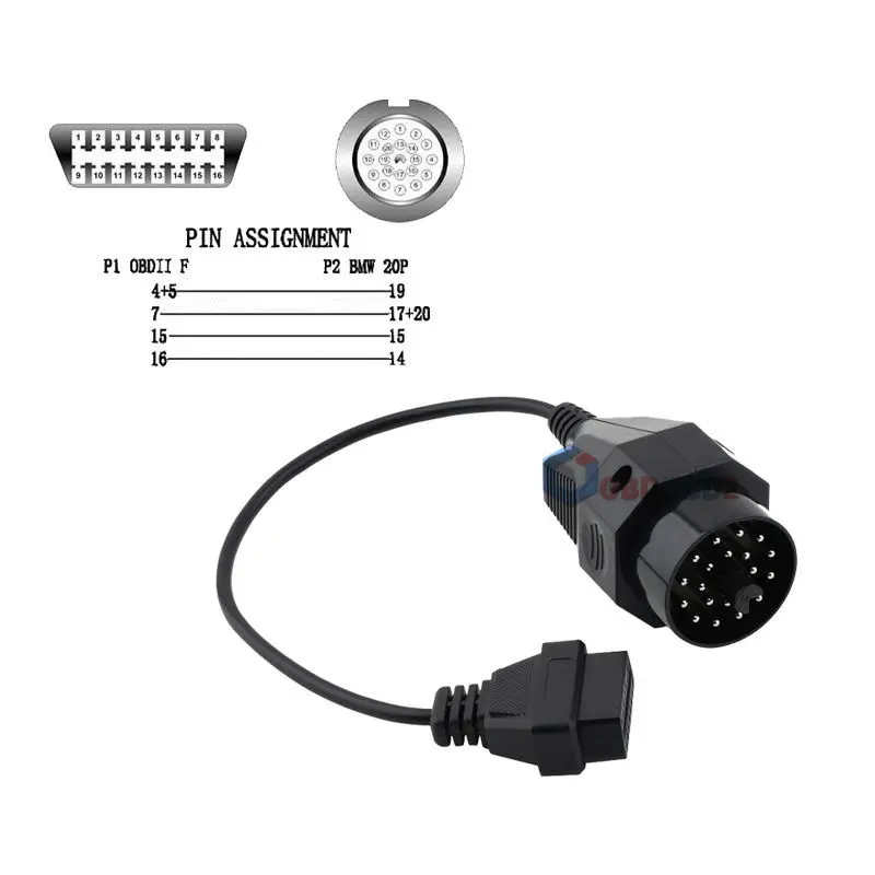 Качество A + для BMW 20Pin Кабельный разъем диагностический OBD 20 Pin к OBD2 16