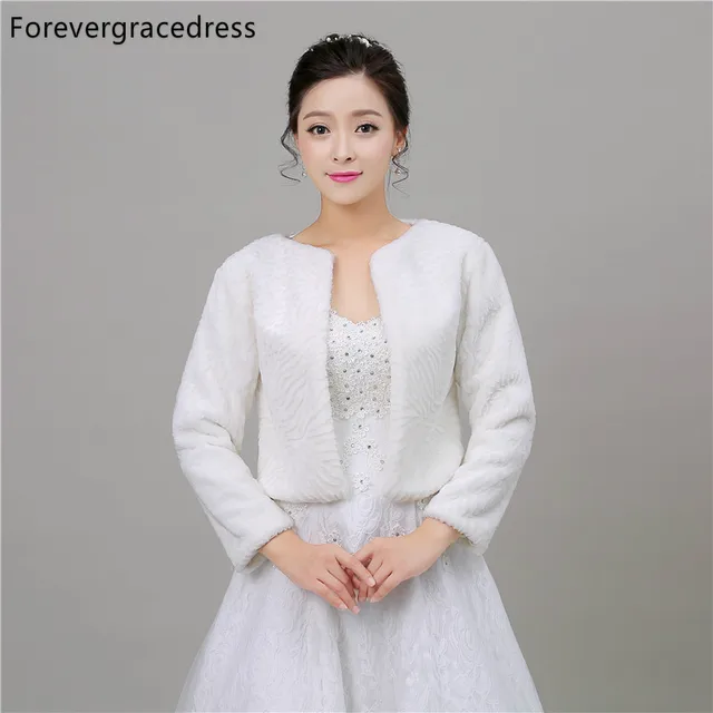 Price Forevergracedress 2018 Long Sleeves Faux Fur Stoles Wedding Wrap Winter Bolero Jacket Bridal Accessories Cape Cloak In Stock