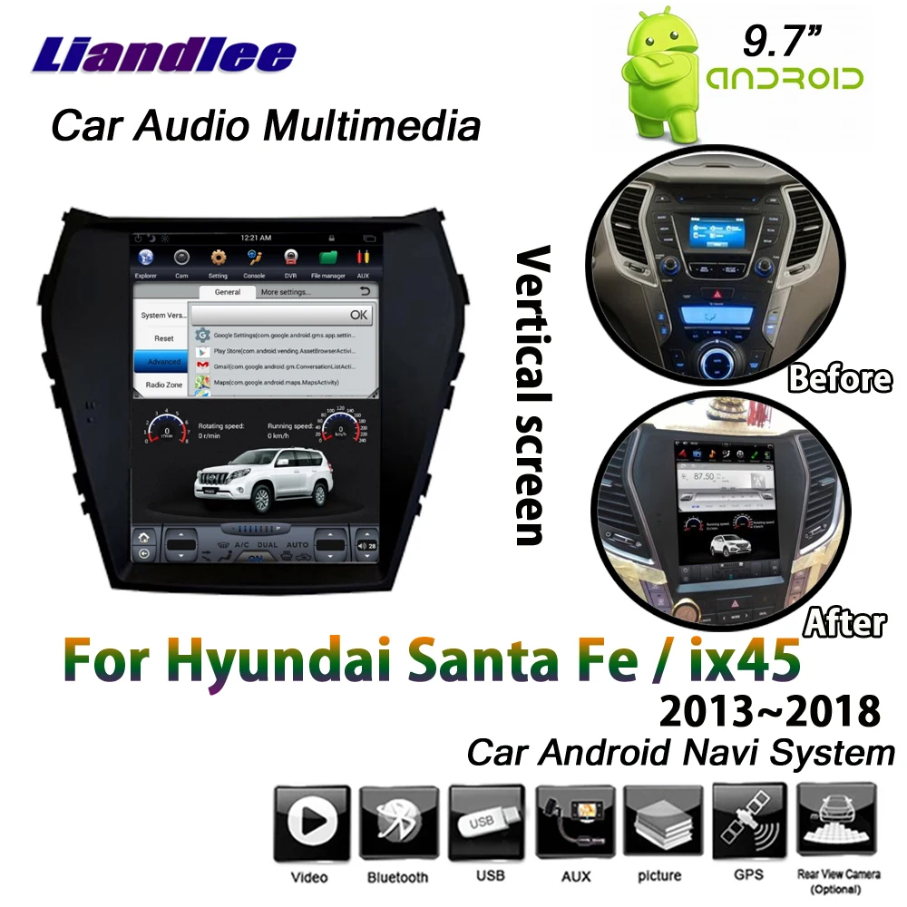 Discount Liandlee 9.7" 2+32G For Hyundai Santa Fe / IX45 2013~2018 Android Car Vertical Screen Mirror link GPS Navi Navigation Multimedia 2