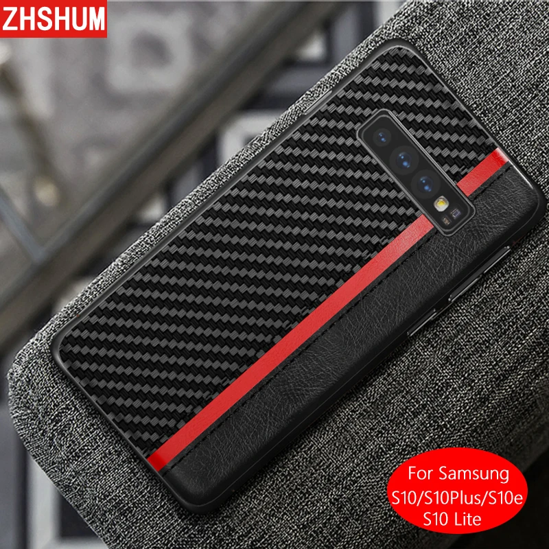 

Carbon Fiber Original PU Leather For Samsung S10 Plus Case Back Cover for Samsung Galaxy S10 Case for Samsung S10e Lite Case e S