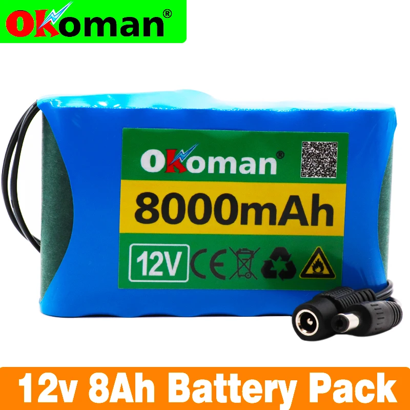 

High quality battery pack 8Ah 18650 Rechargeable Lithium Ion battery pack capacity DC 12.6V 8000mAh CCTV Cam Monitor
