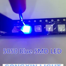 50 шт. SMD 5050 Синий светодиодный Диод высокой мощности супер яркий PLCC-6 чип-3
