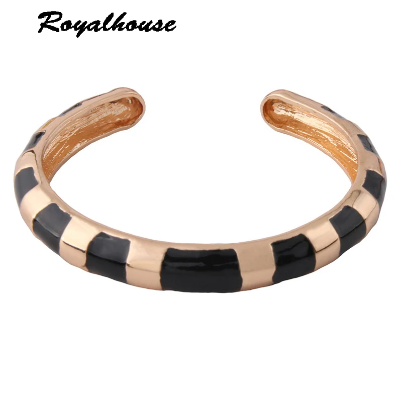 

Royalhouse Fashion Bracelets for Woman Zinc alloy printing Bangles Open Gradient Manual for National Charm Jewelry Gift