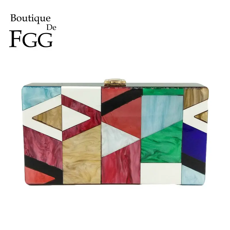 Boutique De FGG Разноцветные Женские акриловая прямоугольная сумочка вечерние сумки жесткий чехол Сумки через плечо на цепочке сумка через плечо - Цвет: Green Acrylic Clutch