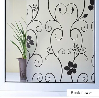 

Privacy Glass Frosted Window Film cling Window Sticker 90cmx 3M black Floral Flower Decorative Home Decor