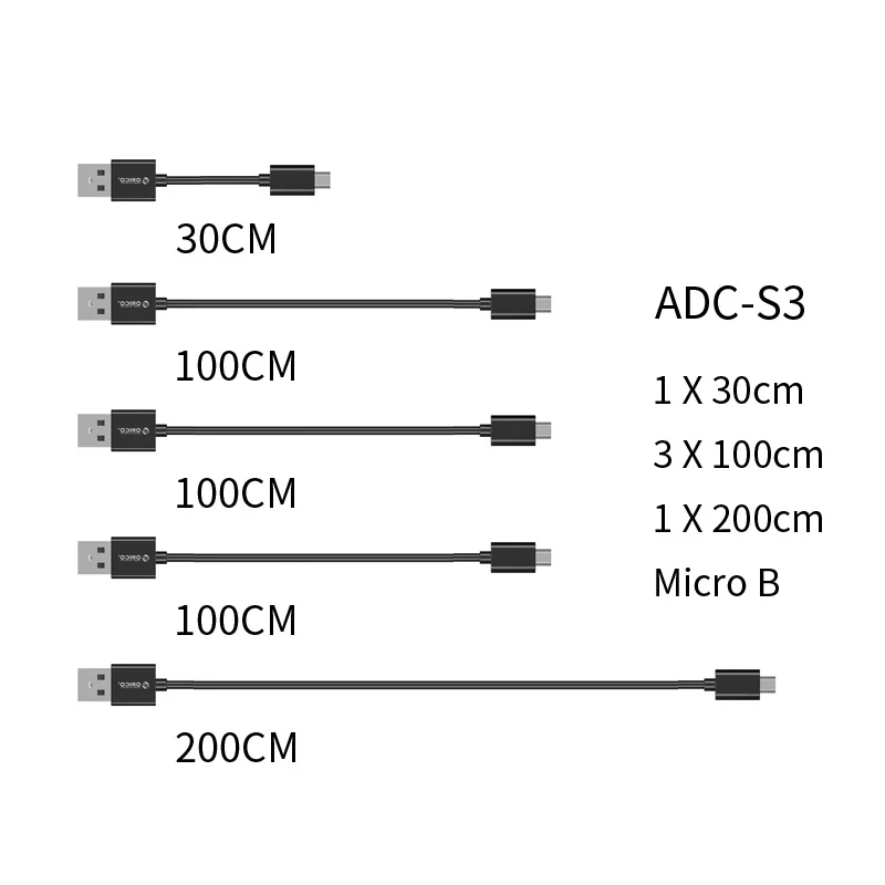 ORICO ADC Micro USB2.0 кабель 5V2A 5 шт. кабель для мобильного телефона кабель для зарядки и передачи данных для смартфона - Цвет: ADC-S3