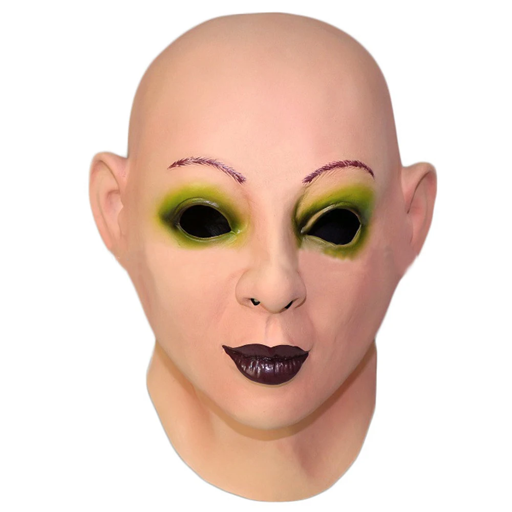 

Realistic Female Woman Face Sissy Latex Mask Scarlet Bald Human Face Party Fancy Dress Costume Mask