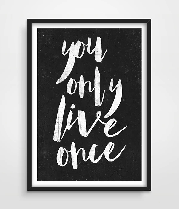 

Print Art Inspirational Print 'You Only Live Once' Quote Home Decor Motivational Poster Scandinavian Distressed Wall Art picture