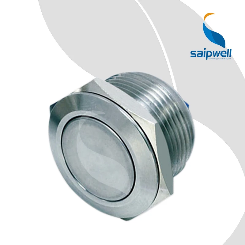 

19mm 1NO 3A/250V AC Resetable Type Waterproof Push Button Switch / Flat Shape Metal Enclosed Button Switchgears (SP19-B1)