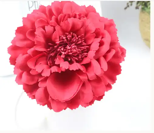 Hot Selling Fabric Blooming Peony Flower Corsage Brooch Woman Hair