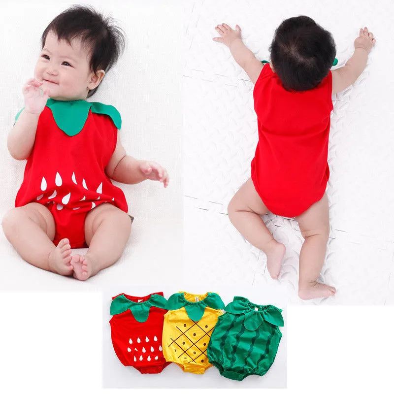 

2019 Infant Baby Newborn Fruit Shape Bodysuit Cute Strawberry Pineapple Watermelon Jumpsuit Summer Cute Outfits Clothes 0 to 24M