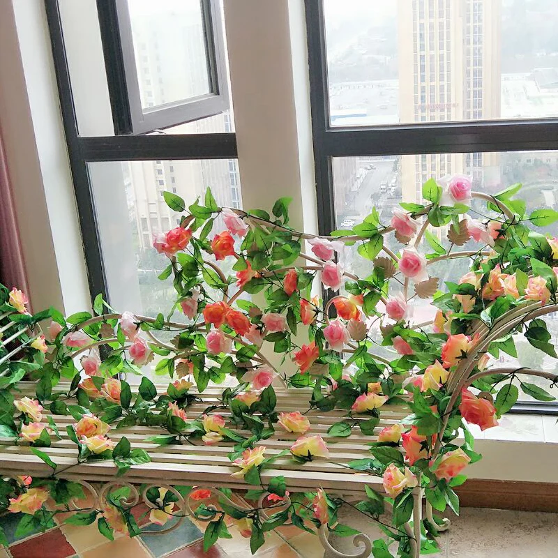 Silk Roses Ivy flower wall Vine Artificial Flowers Green garland For Home Wedding garden Decoration Hanging Garland Decor Rattan Silk Roses Ivy flower wall Vine Artificial Flowers Green garland For Home Wedding garden Decoration Hanging Garland Decor Rattan
